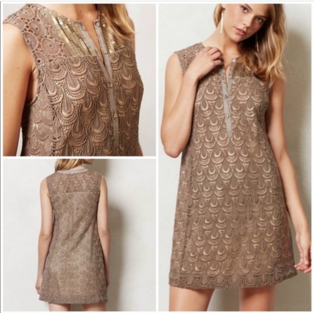 NWT Anthropologie Tiny Shimmered Crochet Sequin Dress Size 2